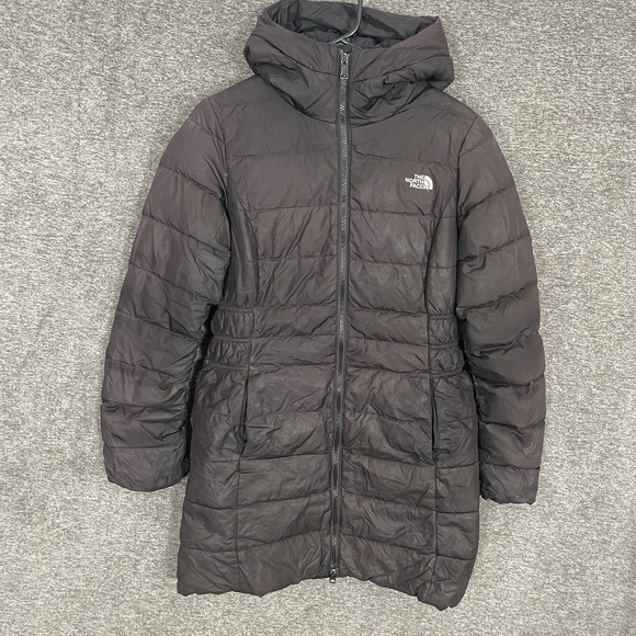 North Face Puffer Jacket Womens Size Small Black‎ 550 Goose Down Long Parka - Picture 1 of 12